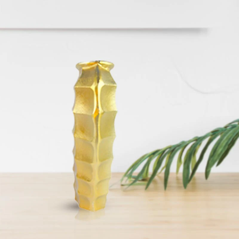 Handmade Luxury Gold Square Cut Vase Aluminium Decorative Centrepiece NEW - Image 14