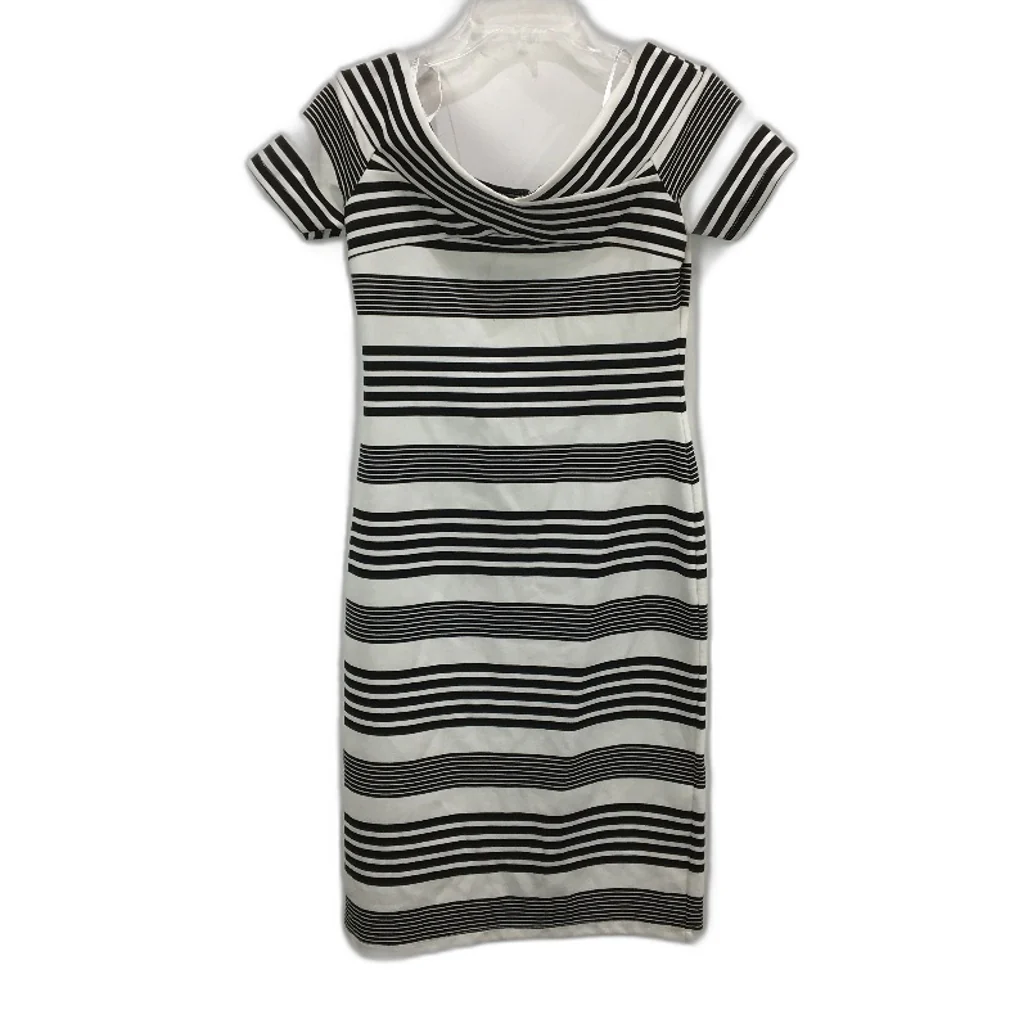 Forever New BW Stripe Off Shoulder Bodycon Midi Dress Ladies Size AU 10-12 NEW