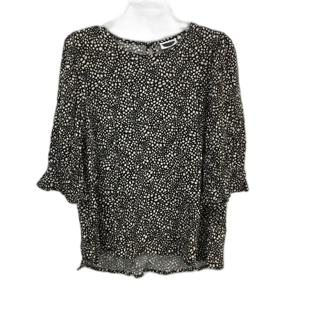 Jeanswest Black Abstract Spotted 3/4 Sleeve Blouse Top Ladies Size 10 NEW