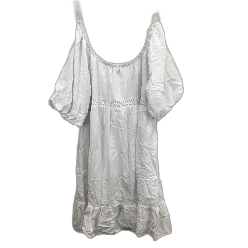 Jeanswest White Eyelet Embroidery Short Sleeve Dress Ladies Size 10 NEW - Image 2