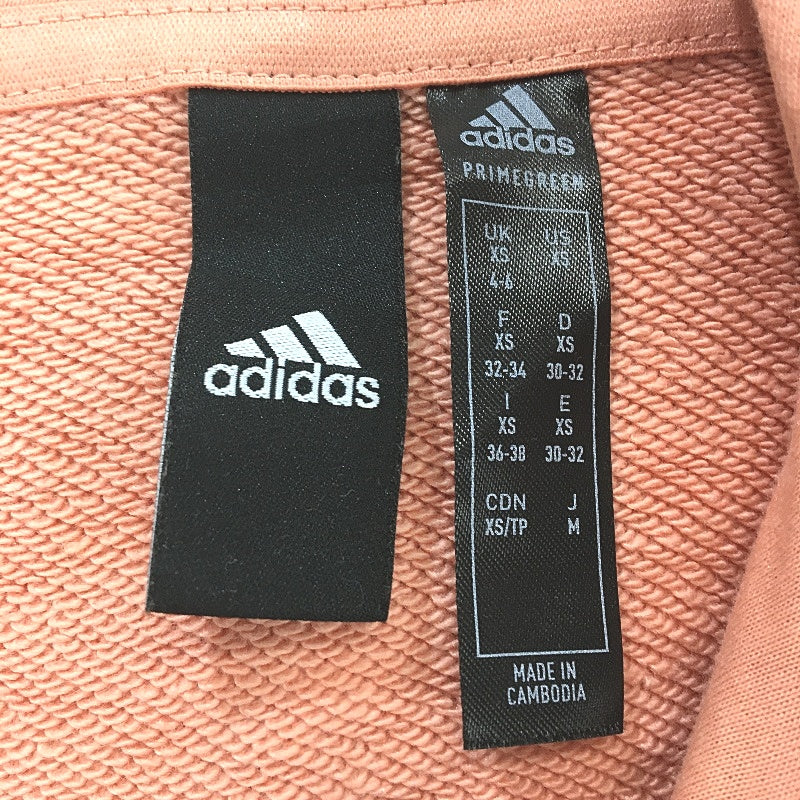 Adidas Peach Hooded Cotton Blendd Large Logo Sweat Jumper Ladies Size XS - Image 3