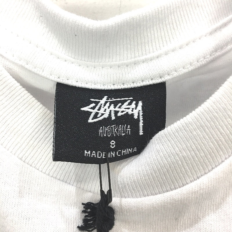 Stussy White 100% Cotton International Slim Crop Tee Ladies Size 8 NEW - Image 5
