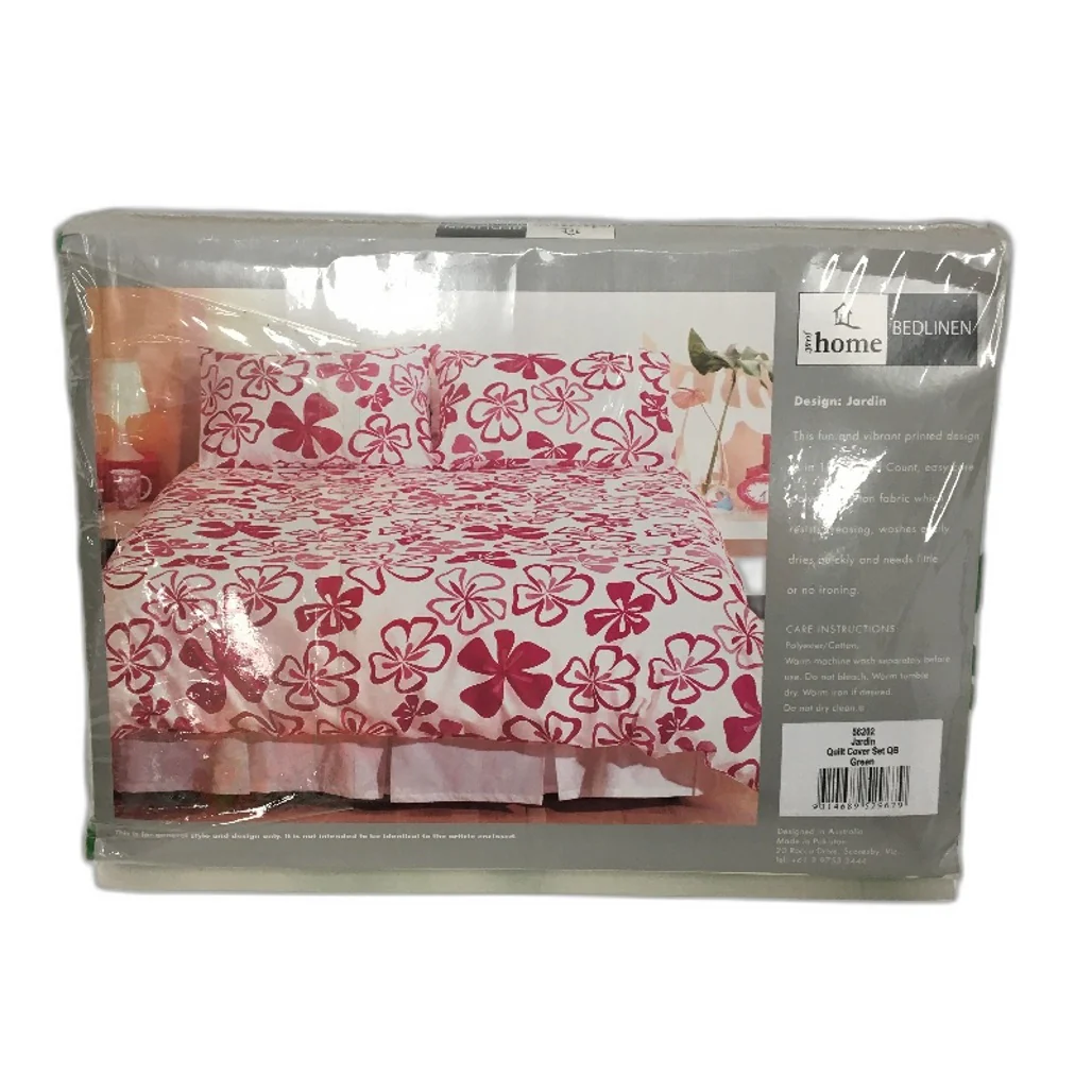 Just Home Bedlinen Jardin Green Floral Cotton Blend QUEEN Quilt Cover Set NEW - Image 2