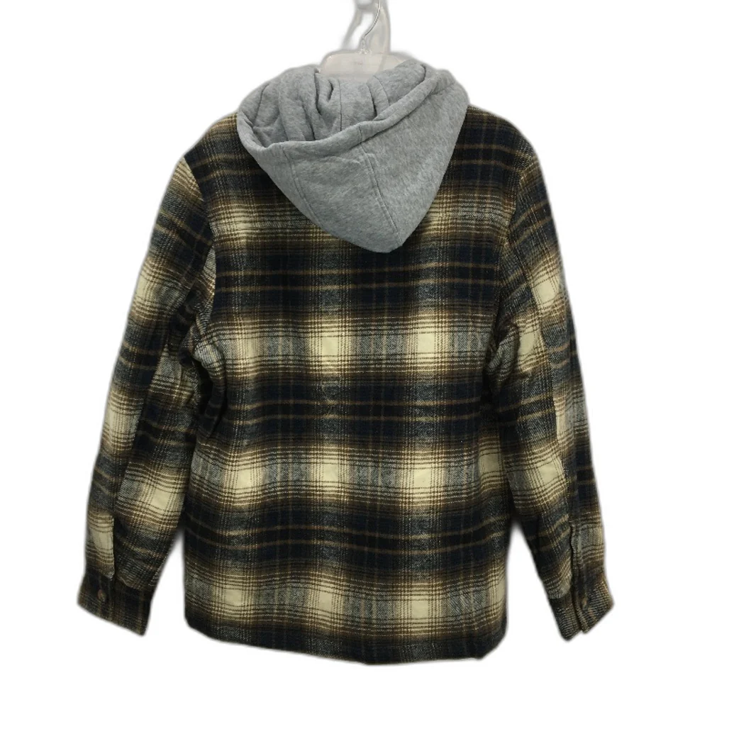 Just Jeans Brown Flannel Check Grey Removable Jersey Hood Jacket Mens Size L NEW - Image 2
