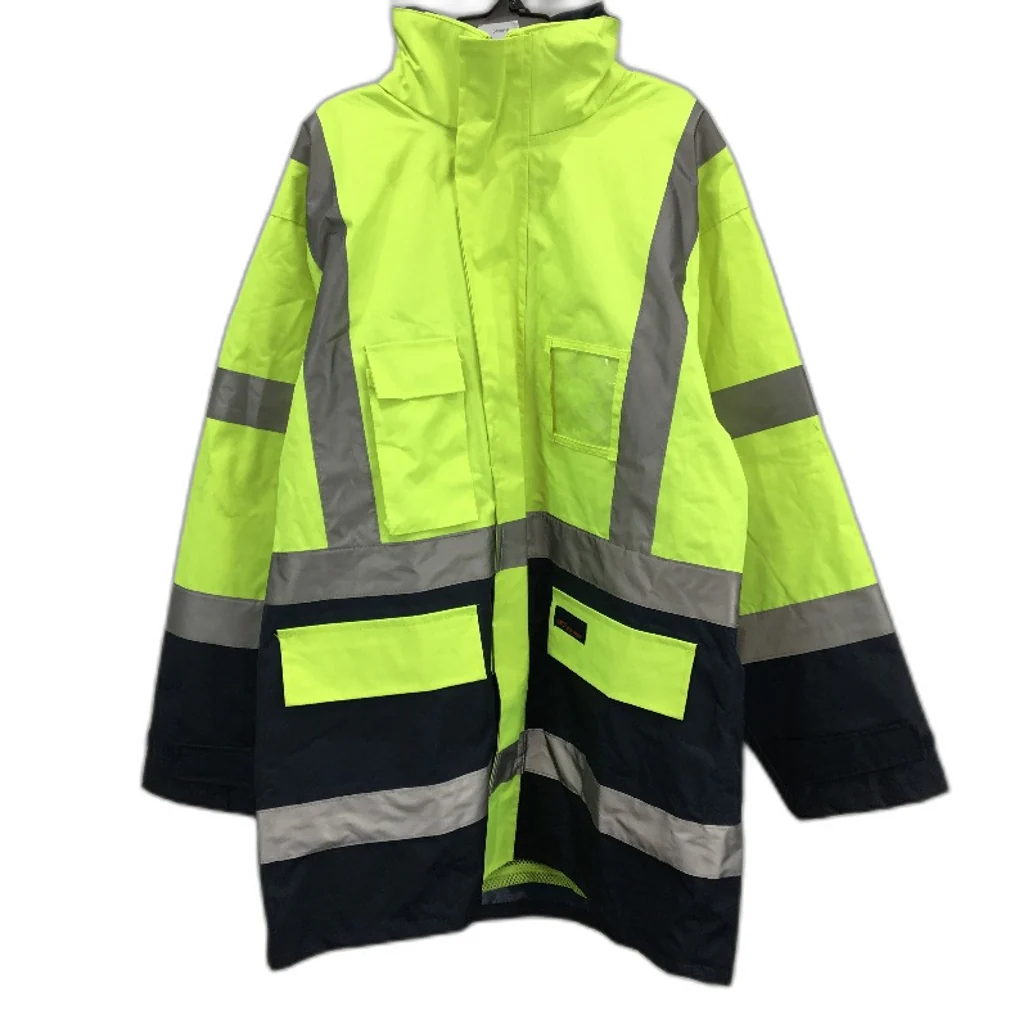 DNC Workwear HiVis Yellow Navy Reflective Waterproof Jacket Mens Size M NEW