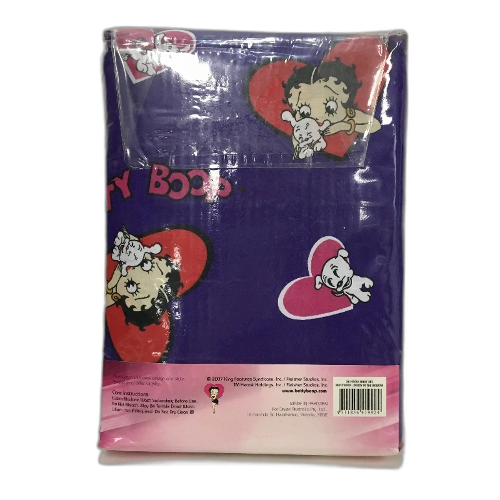 Betty Boop Purple Licenced Doggy In The Window Fitted Sheet Set SINGLE NEW - Image 2