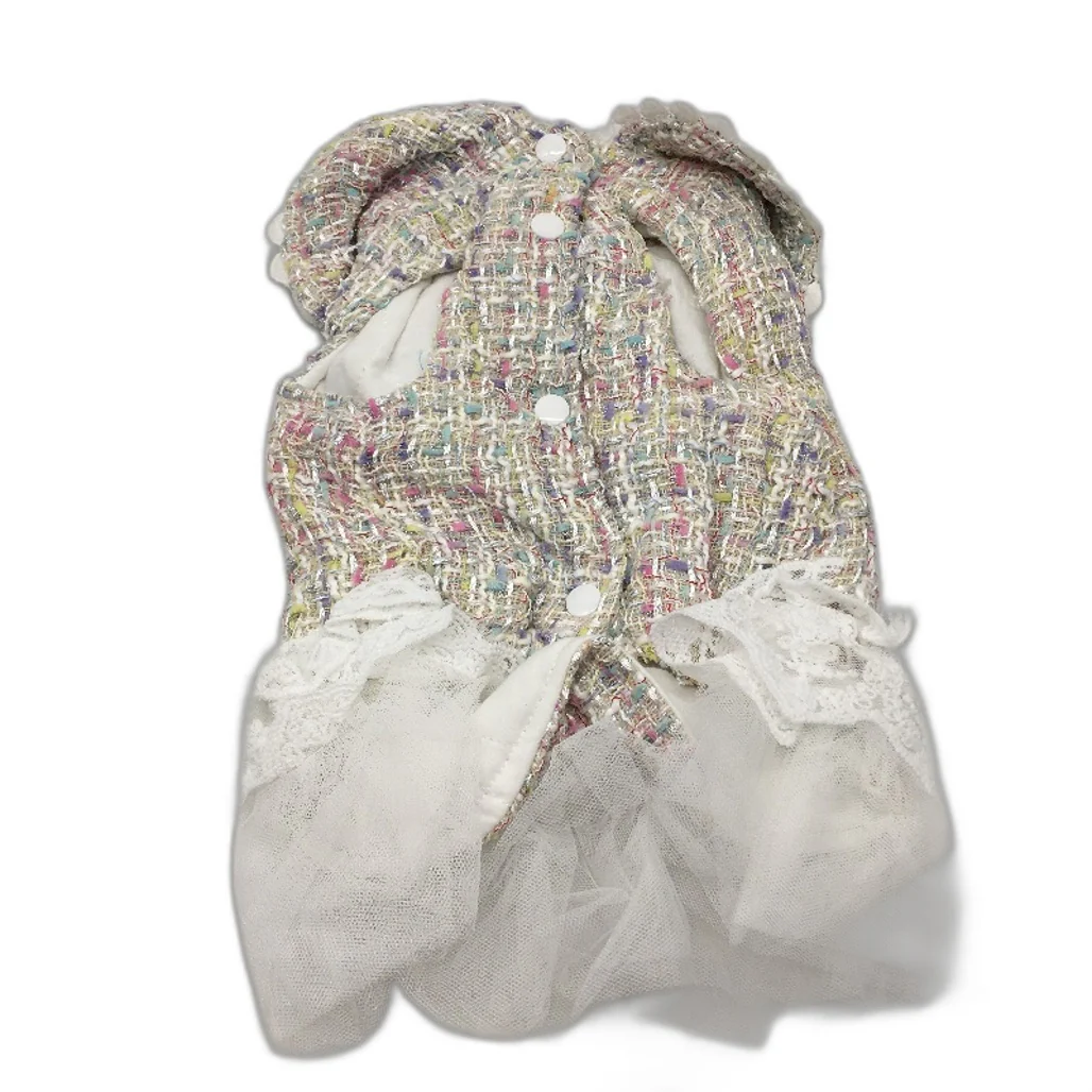 Chic Multicoloured Pastel Doggy Button Up Dress Up Dog Vest Tutu Size 2XS - Image 2