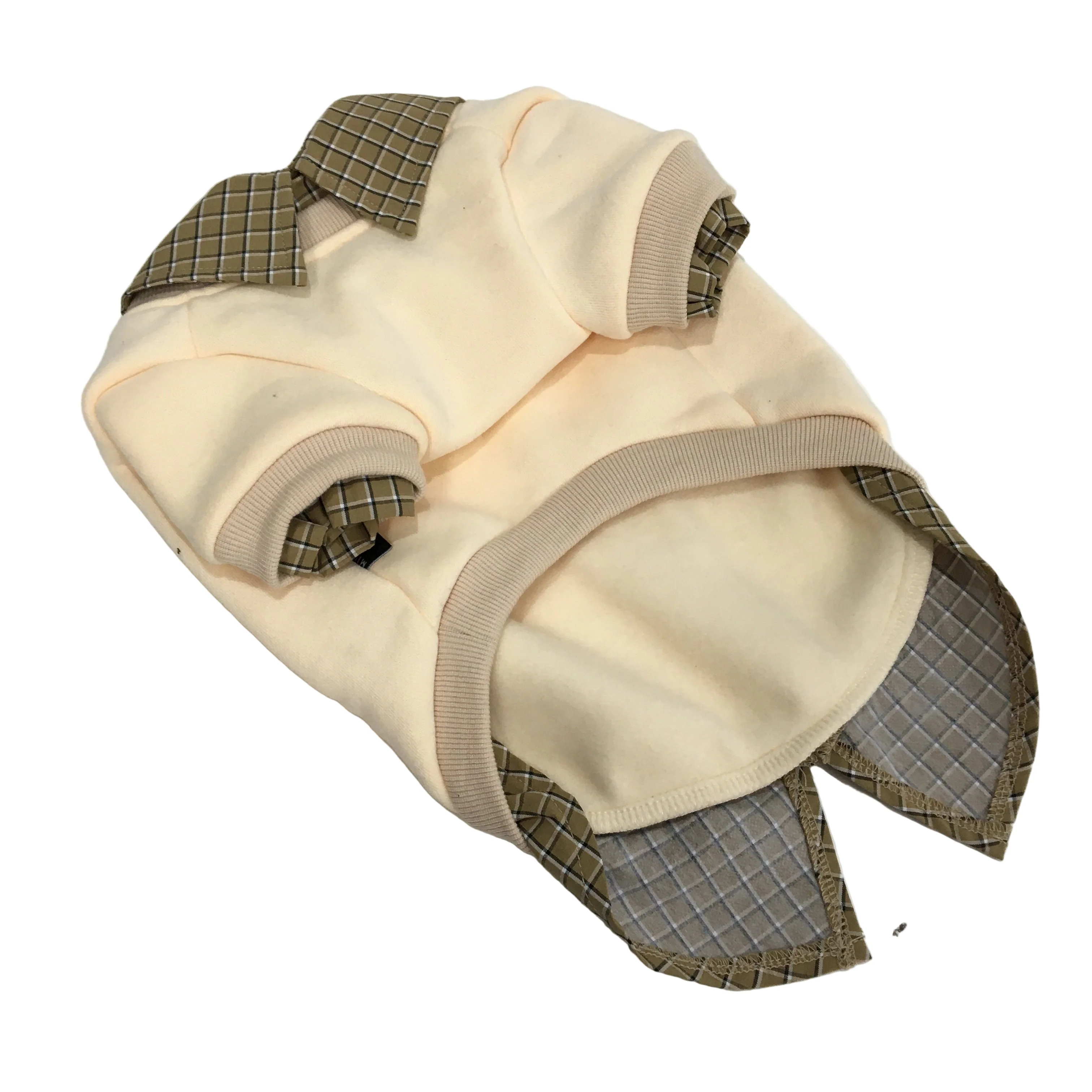 Milo & Mink Beige & Brown Collared Check Doggy Pullover Sweater Jumper Size S - Image 2