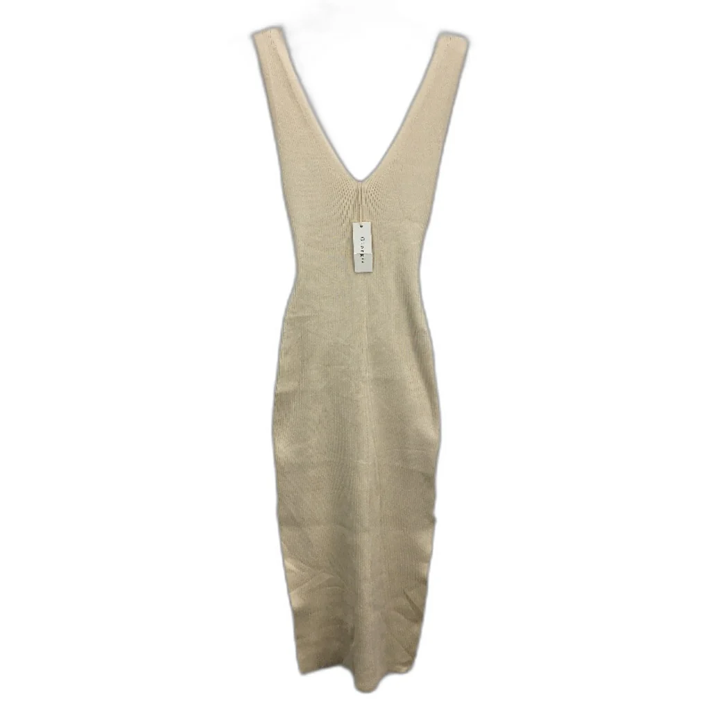 Giorgia V Neck Ribbed Double Slit Stretch Knit Tie Back Midi Dress Womens Sz M/L