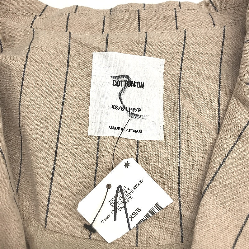 Cotton On Peta Pinstripe Stone Linen Blend June Blazer Jacket Ladies Sz XS/S NEW - Image 3