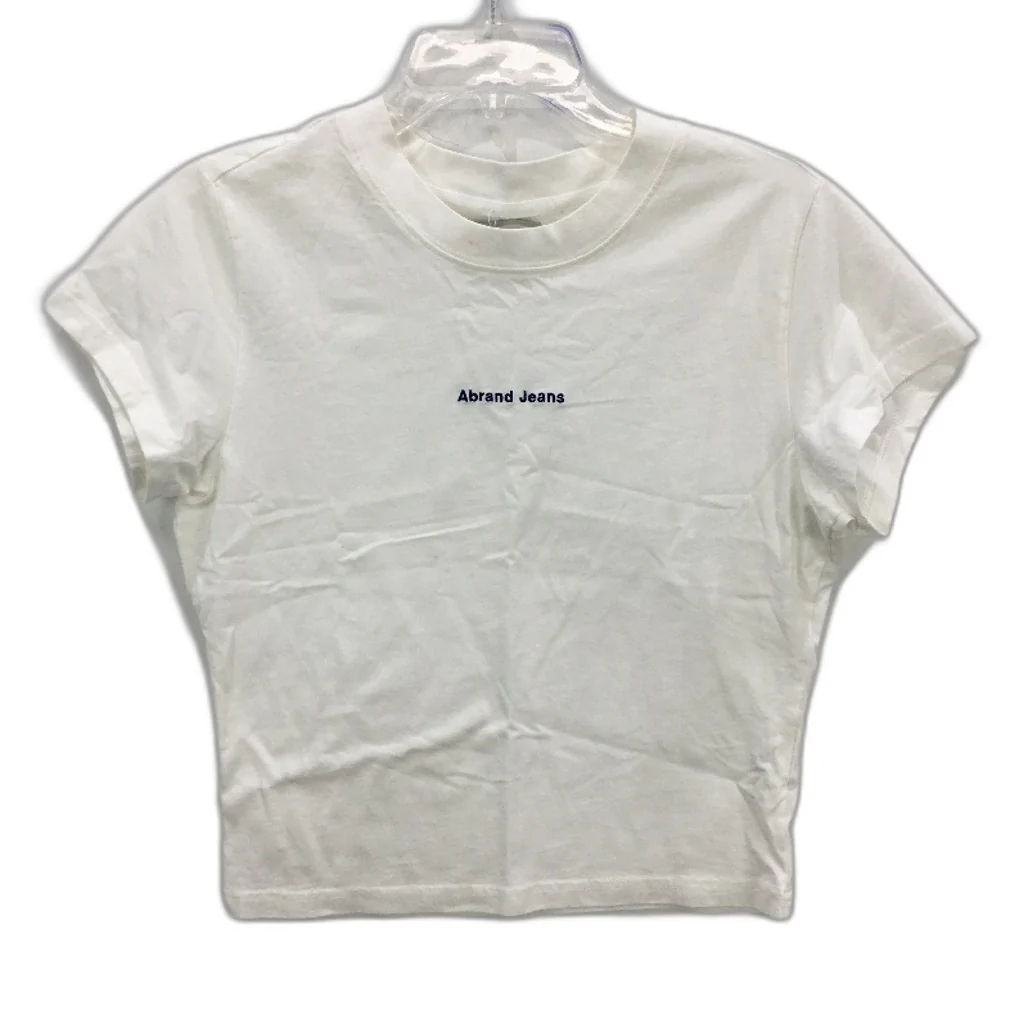 Abrand White Astral Blue Stitch Logo Short Sleeve Baby Tee Ladies Size M NEW