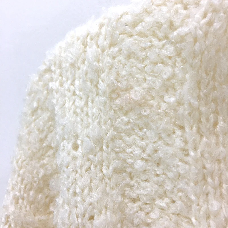 Subtitled Meg Boucle Cropped Knit Collared Cream Sweater Ladies Size Small NEW - Image 3