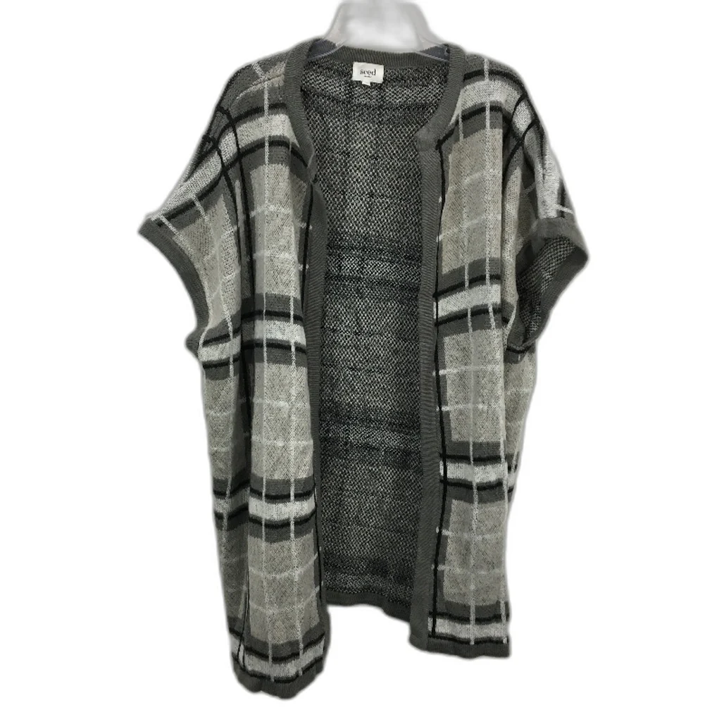 Seed Heritage Checkered Grey Knitted Sleeveless Cardigan Ladies One Size