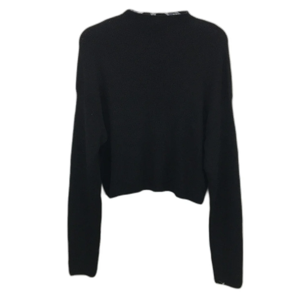 H&M Stretch Ribbed Knitted Black Jewel Neck Top Ladies Size Small