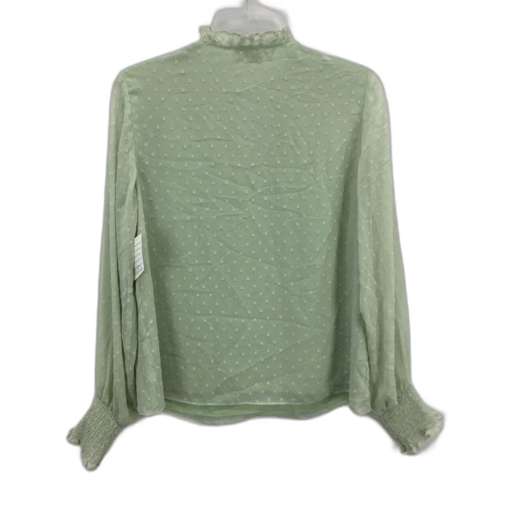 Tokito Dotted Lace Ruched Cuff Puff Sleeve Green Blouse Ladies Size 10 NEW - Image 2