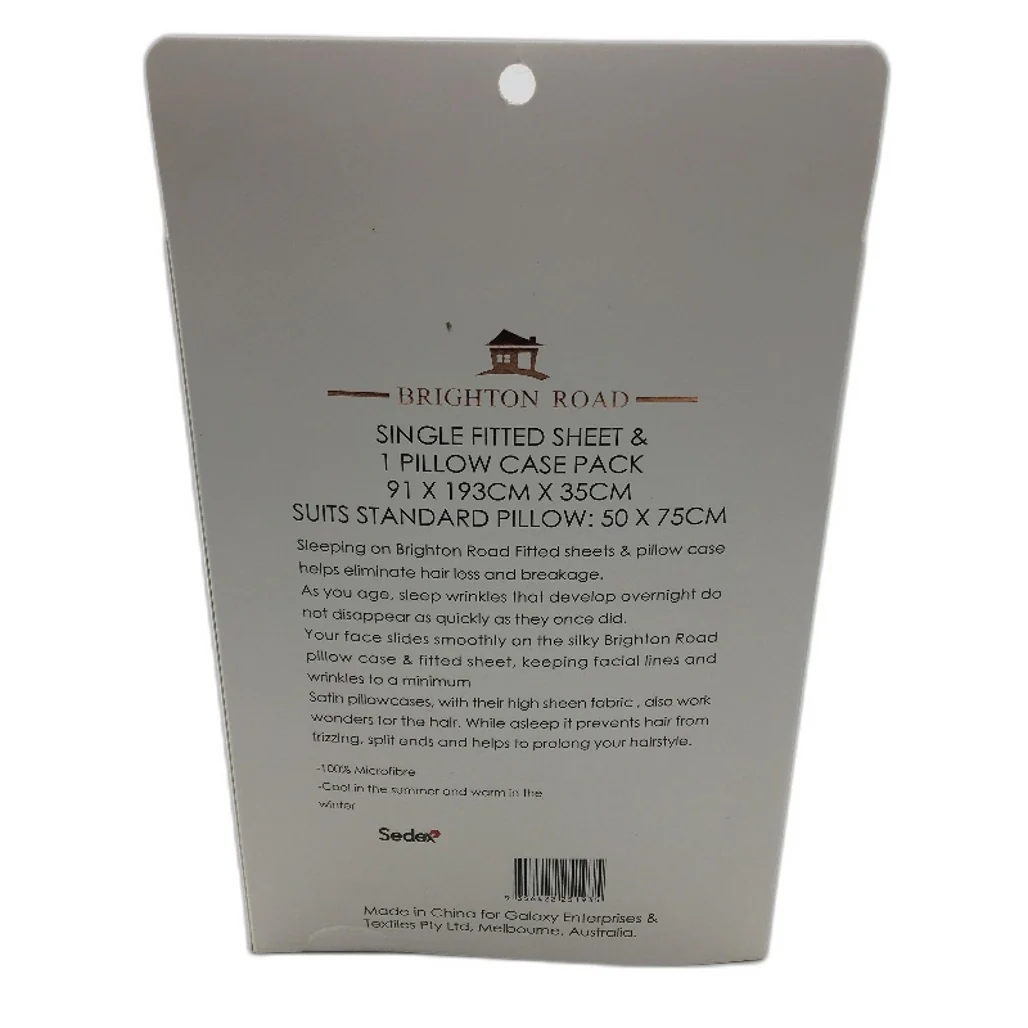 Brighton Road Navy Gentle On Hair & Skin Satin SINGLE Fitted Sheet Pack NEW - Image 2