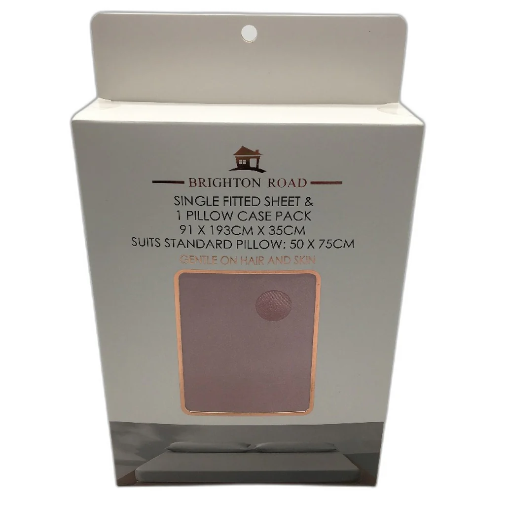 Brighton Road Pink Gentle On Hair & Skin Satin SINGLE Fitted Sheet Pack NEW