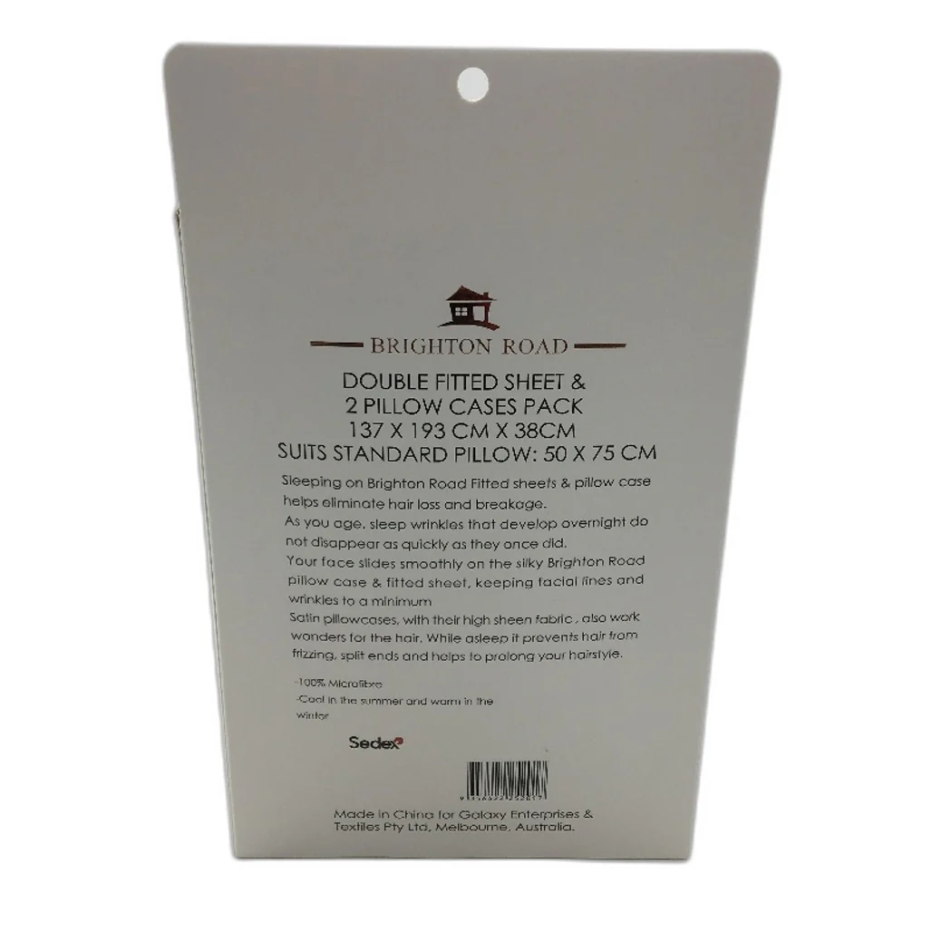 Brighton Road Navy Blue Gentle On Hair & Skin Satin DOUBLE Fitted Sheet Pack NEW - Image 2