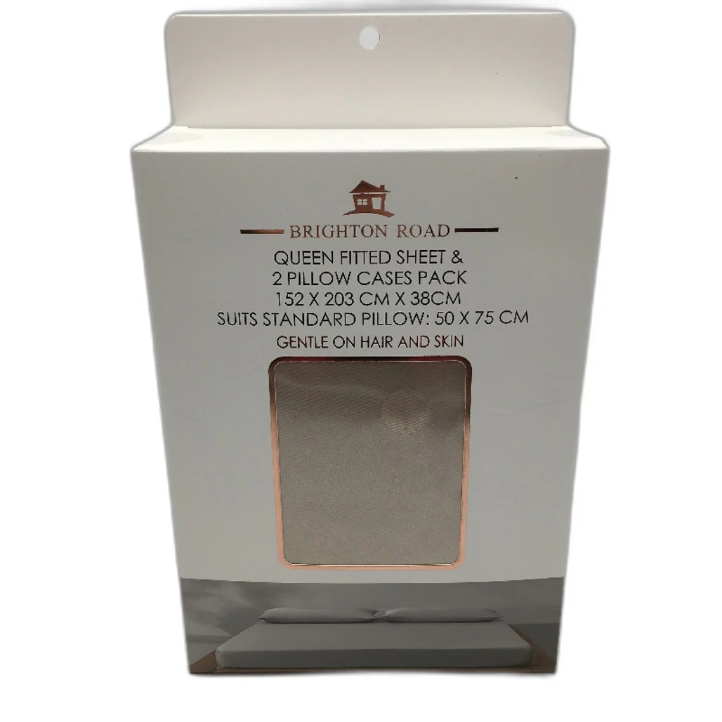 Brighton Road Champagne Gentle On Hair & Skin Satin QUEEN Fitted Sheet Pack NEW
