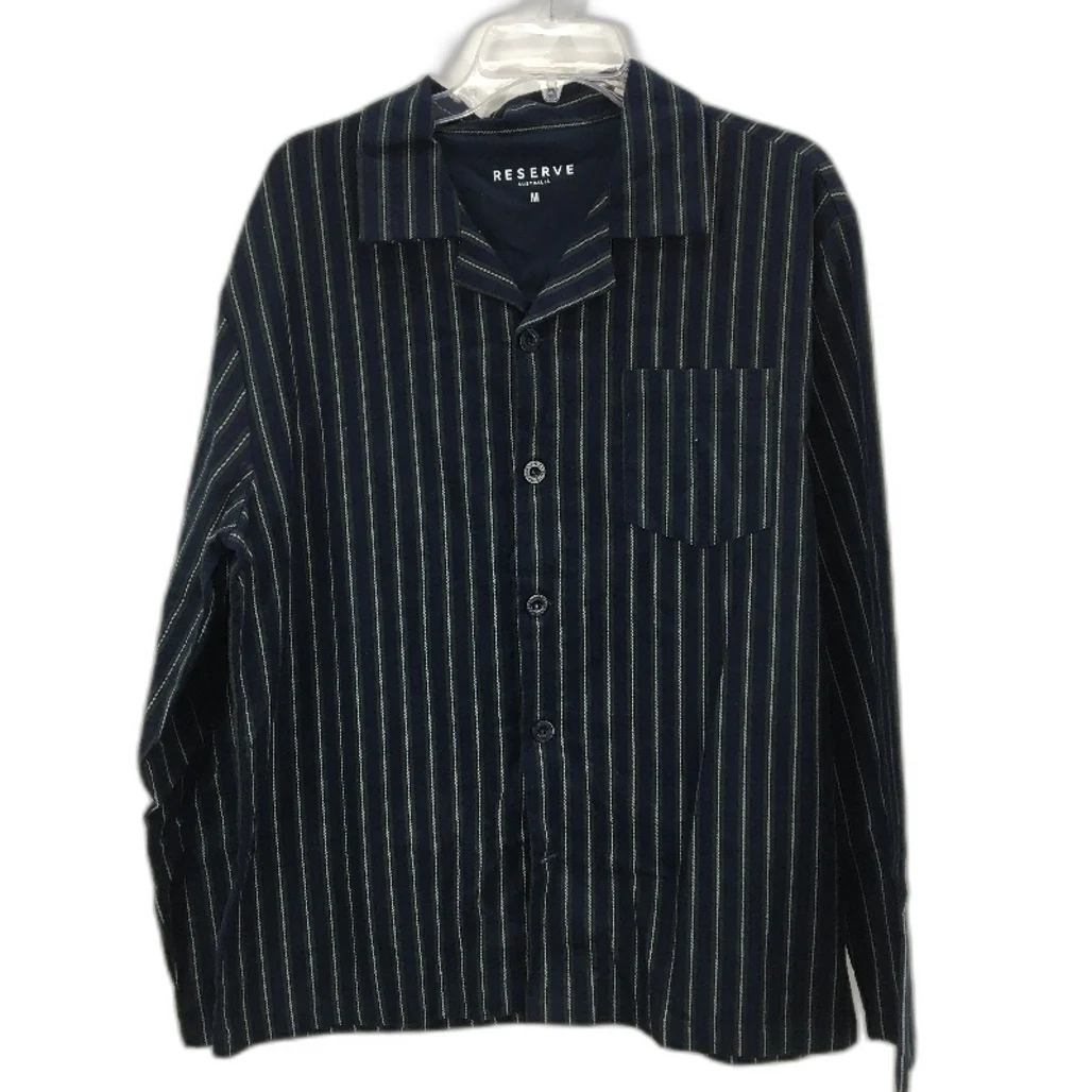 Reserve Navy Green Stripe Flannelette Pyjama Top Men Size Medium NEW