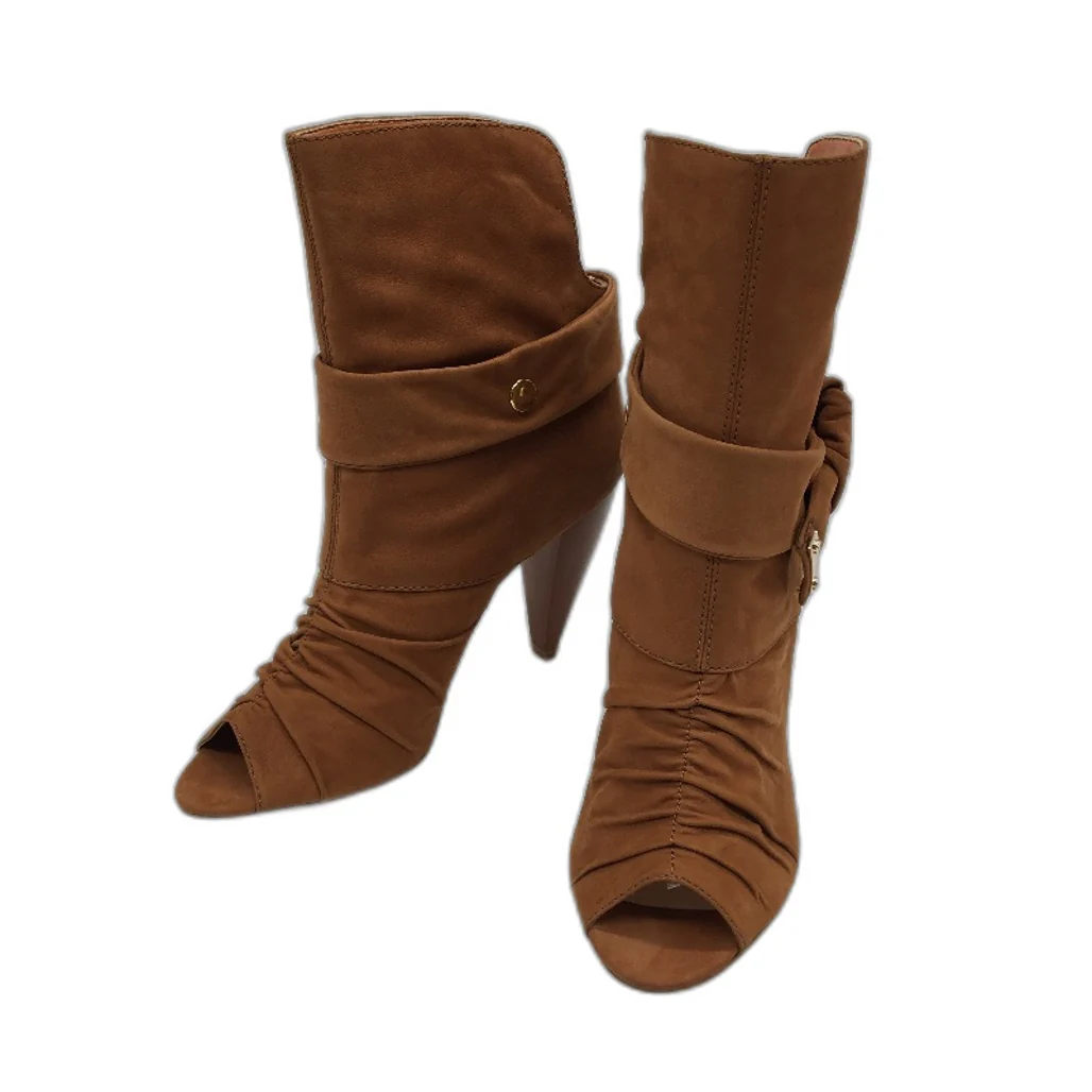Belanci Madame Chantelle Italian Tan Suede Leather Boots Ladies Size EU 36 NEW - Image 2