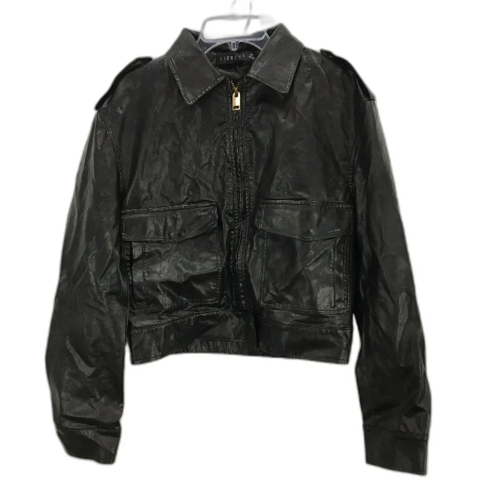 Lioness Eighties Vegan Leather Black Bomber Jacket Ladies Size XS NEW