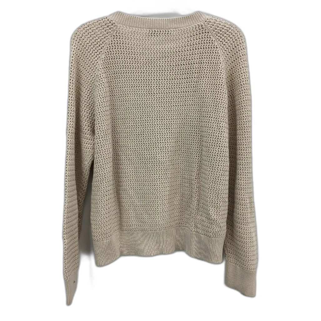 Jacqui E Adina Open Knit Beige Gold Button Mid Cardi Ladies Size Large NEW - Image 2