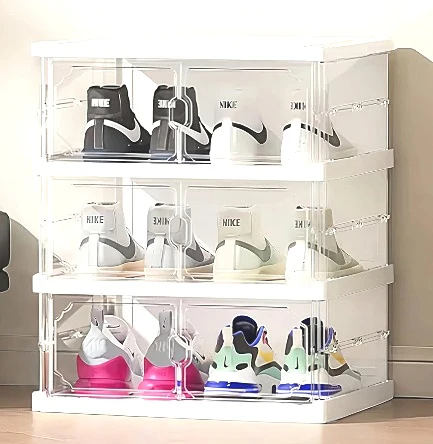 3 Tier Clear Shoe Storage Box with Stackable Drawers Shoe Organiser NEW