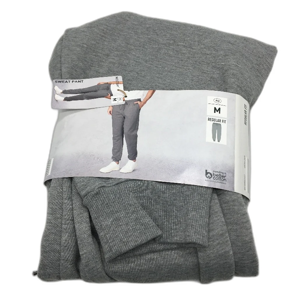 Westbay Mid Grey Cotton Blend Regular Fit Sweat Track Pants Mens Size Medium NEW