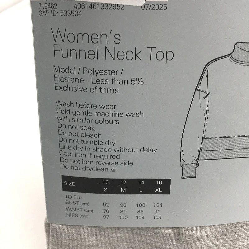 Crane Performance Funnel Neck Classic Soft Grey Sweater Jumper Top Size S NEW - Image 4
