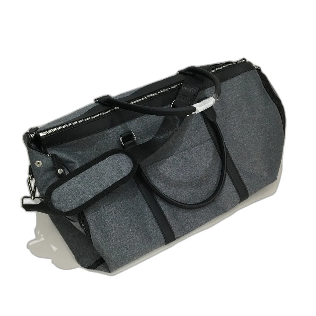 Large Capacity Duffel Bag Multi-Compartment Travel Bag Grey & Black - Image 2