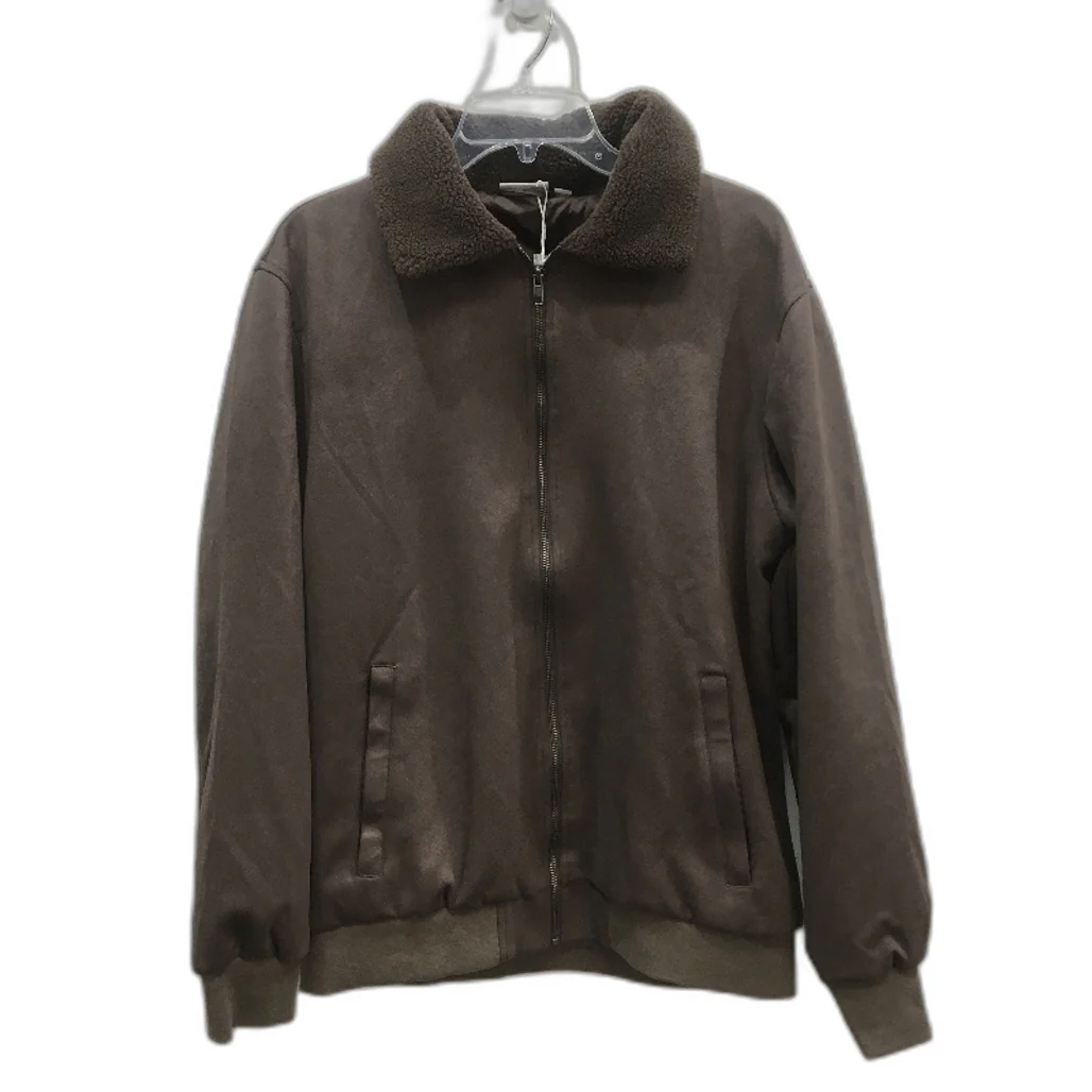 Westbay Soft Zip-Up Brown Fluffy Collared Winter Jacket Mens Size Large
