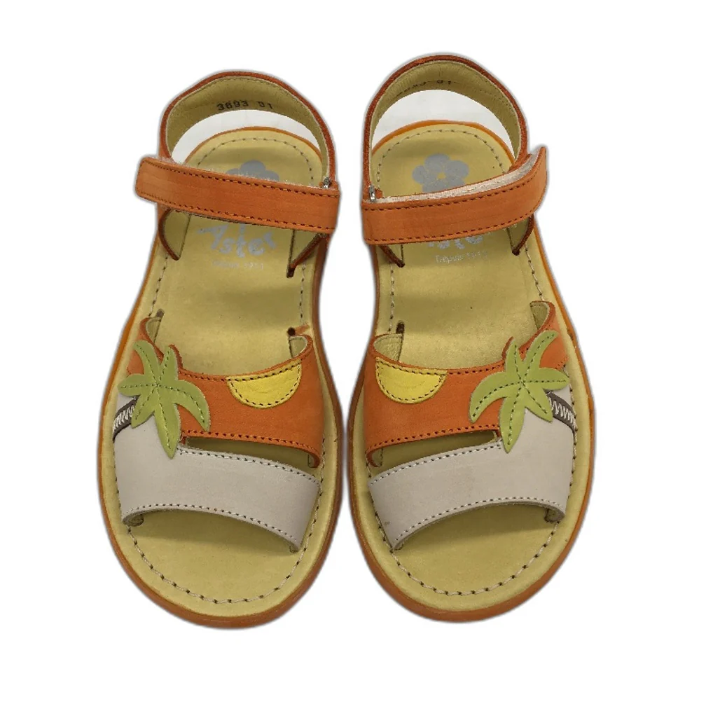 Aster Navidad Papaye Orange Palm Leather Sandal Shoes Kids Size UK10 EU 28 NEW - Image 3