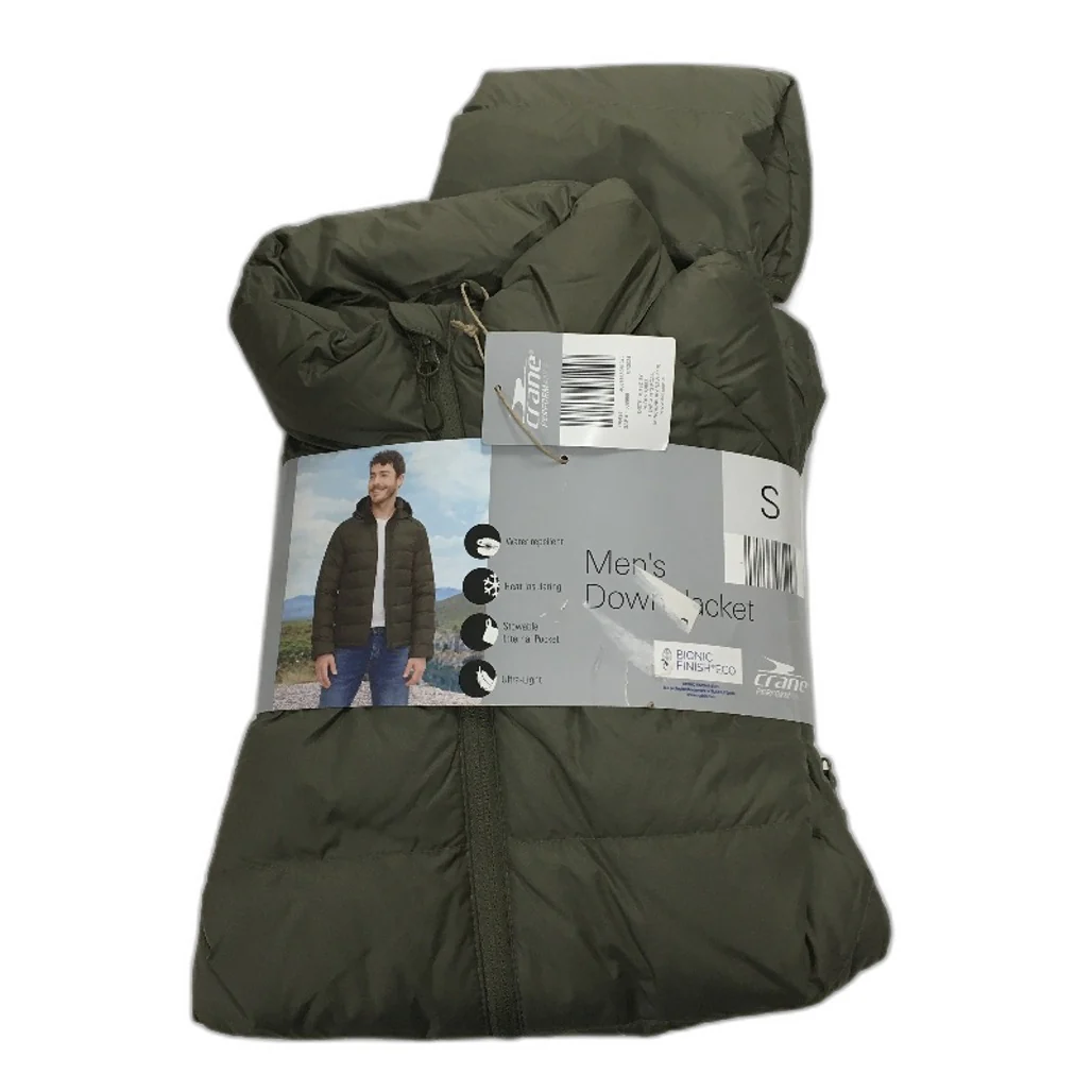 Crane Performance Green Water Repellent Feather & Down Jacket Mens Size S NEW