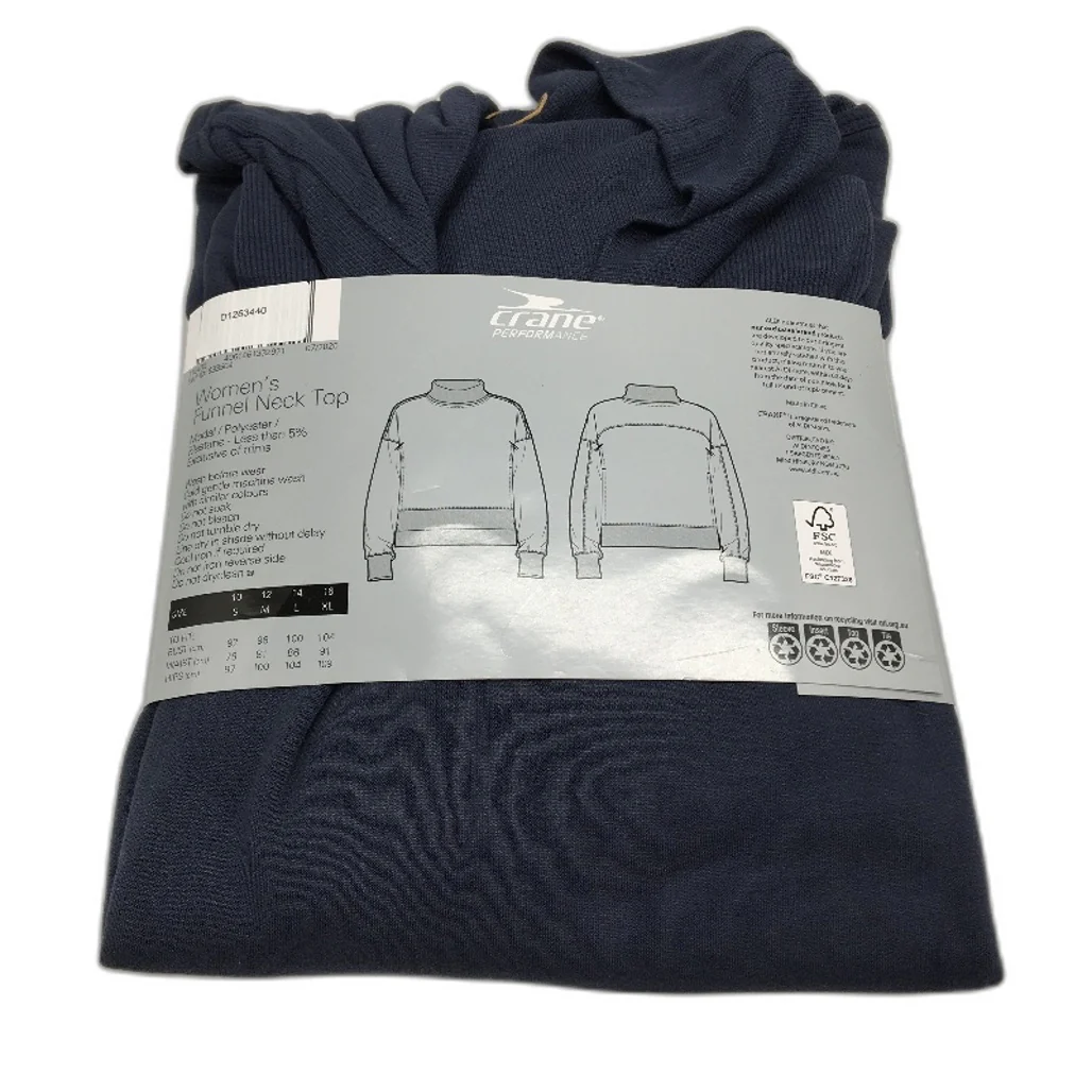 Crane Performance Funnel Neck Classic Soft Navy Sweater Jumper Top Size L NEW - Image 2