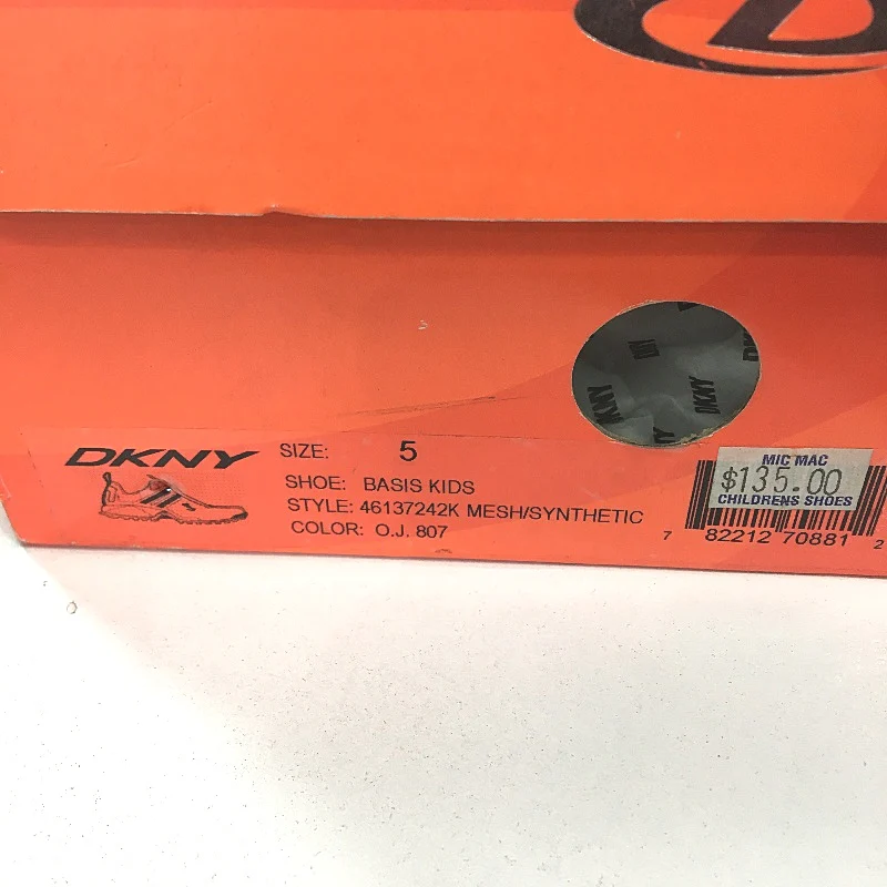 DKNY Basic Orange Mesh Blue Accent Lace Up Sneaker Shoe Youth Size 5 25cm NEW - Image 6