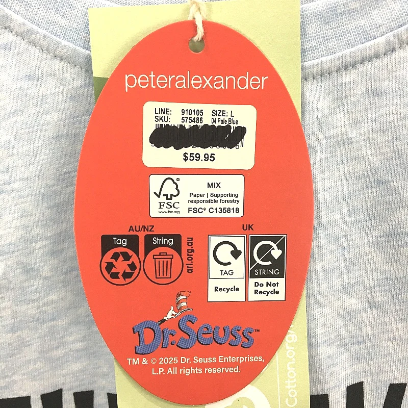 Peter Alexander Dr Seuss Blue Marle Graphic Sleep Tee Ladies Size Large NEW - Image 4