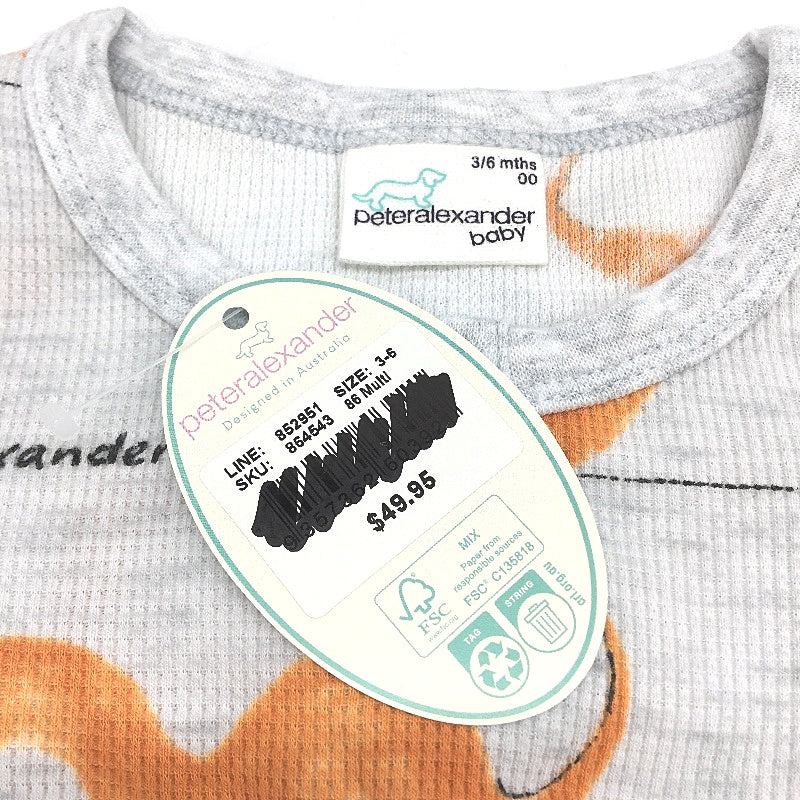 Peter Alexander Penny Pattern Grey Logo Onesie Baby Size 3-6 Months NEW - Image 3