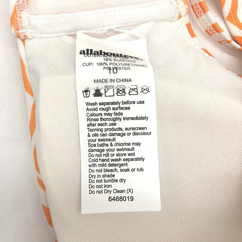AllAboutEve Orange & White Padded Zebra Patterned Bikini Top Ladies Size 10 - Image 4