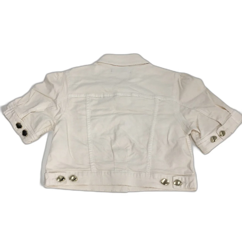 Portmans Cream Cotton Cropped Denim Button Up Short Sleeve Top Ladies Sze 12 NEW - Image 2