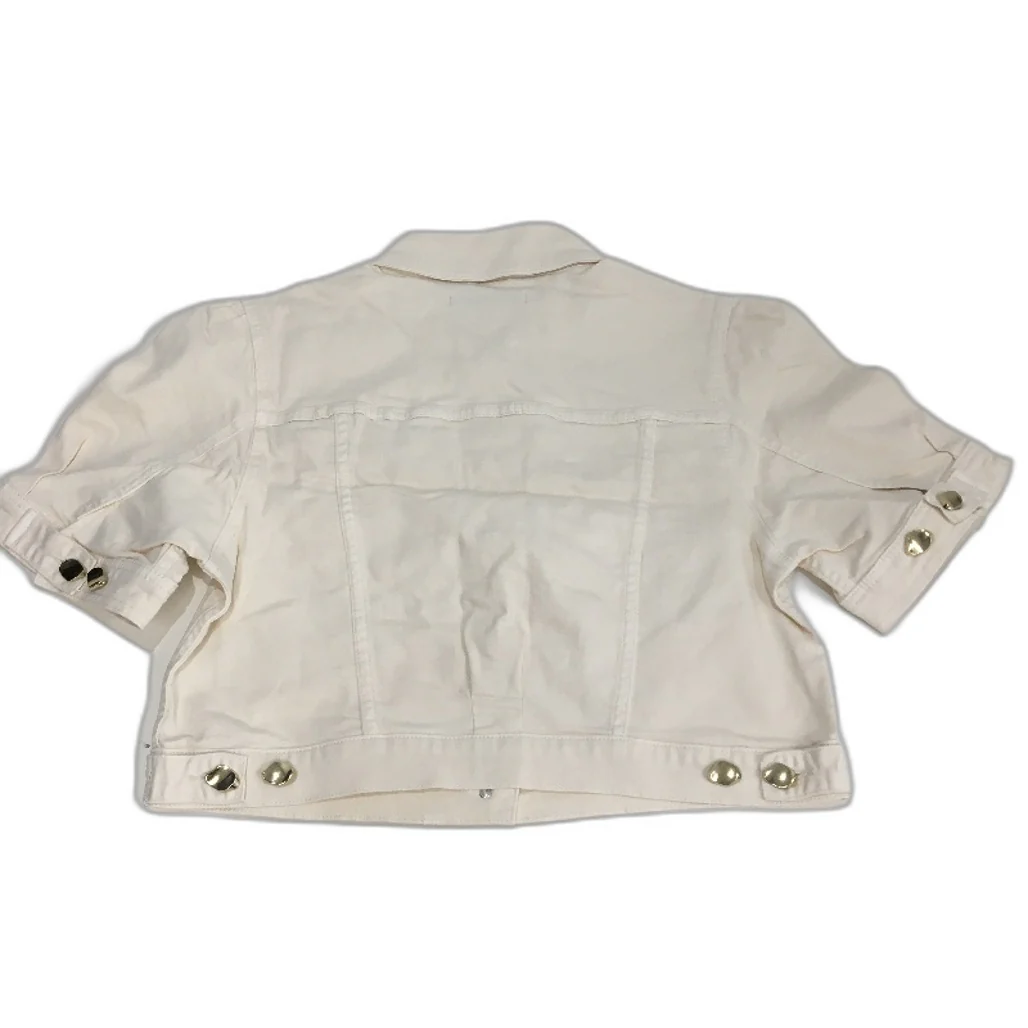 Portmans Cream Cotton Cropped Denim Button Up Short Sleeve Top Ladies Sze 16 NEW - Image 2