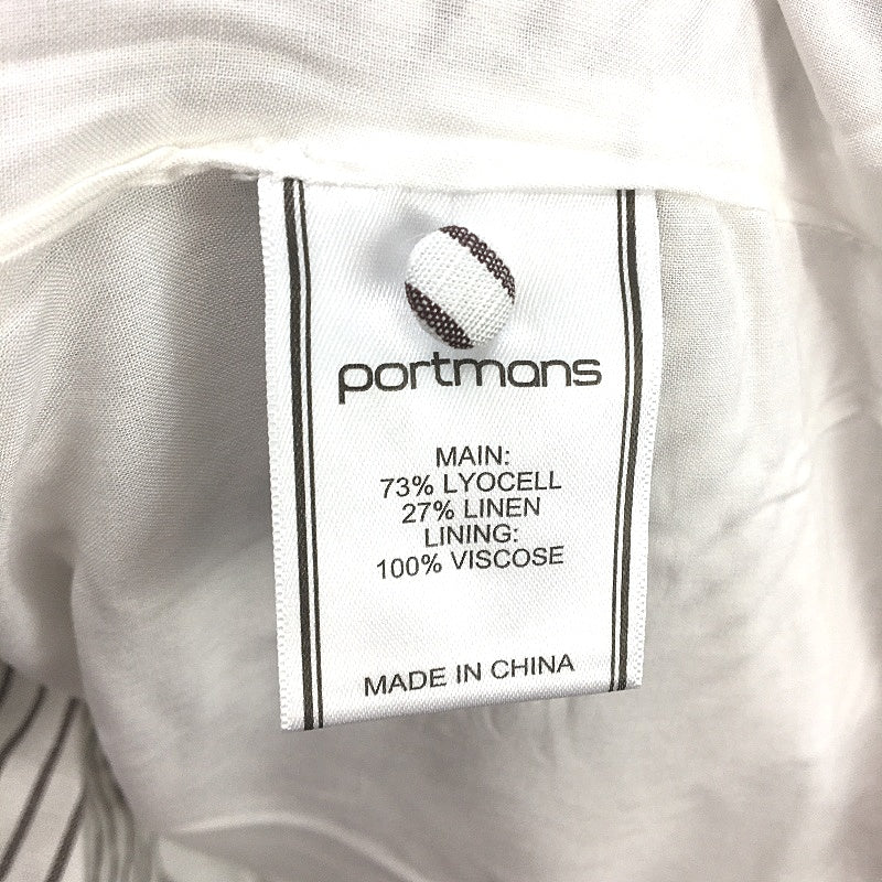 Portmans Fudge Stripe Linen Blend Ruched Sides Bubble Skirted Dress Size 8 NEW - Image 6