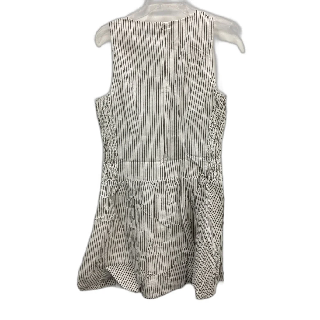 Portmans Fudge Stripe Linen Blend Ruched Sides Bubble Skirted Dress Size 10 NEW