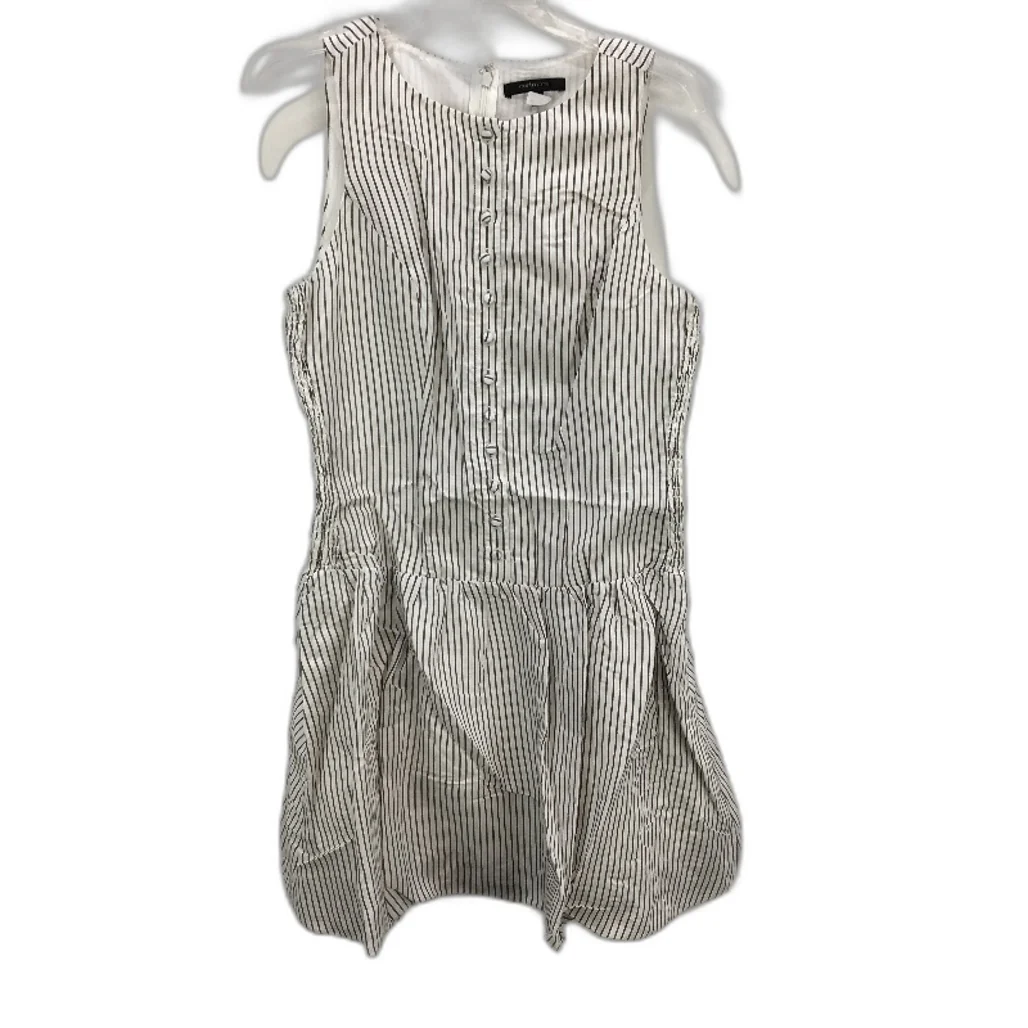 Portmans Fudge Stripe Linen Blend Ruched Sides Bubble Skirted Dress Size 10 NEW - Image 2