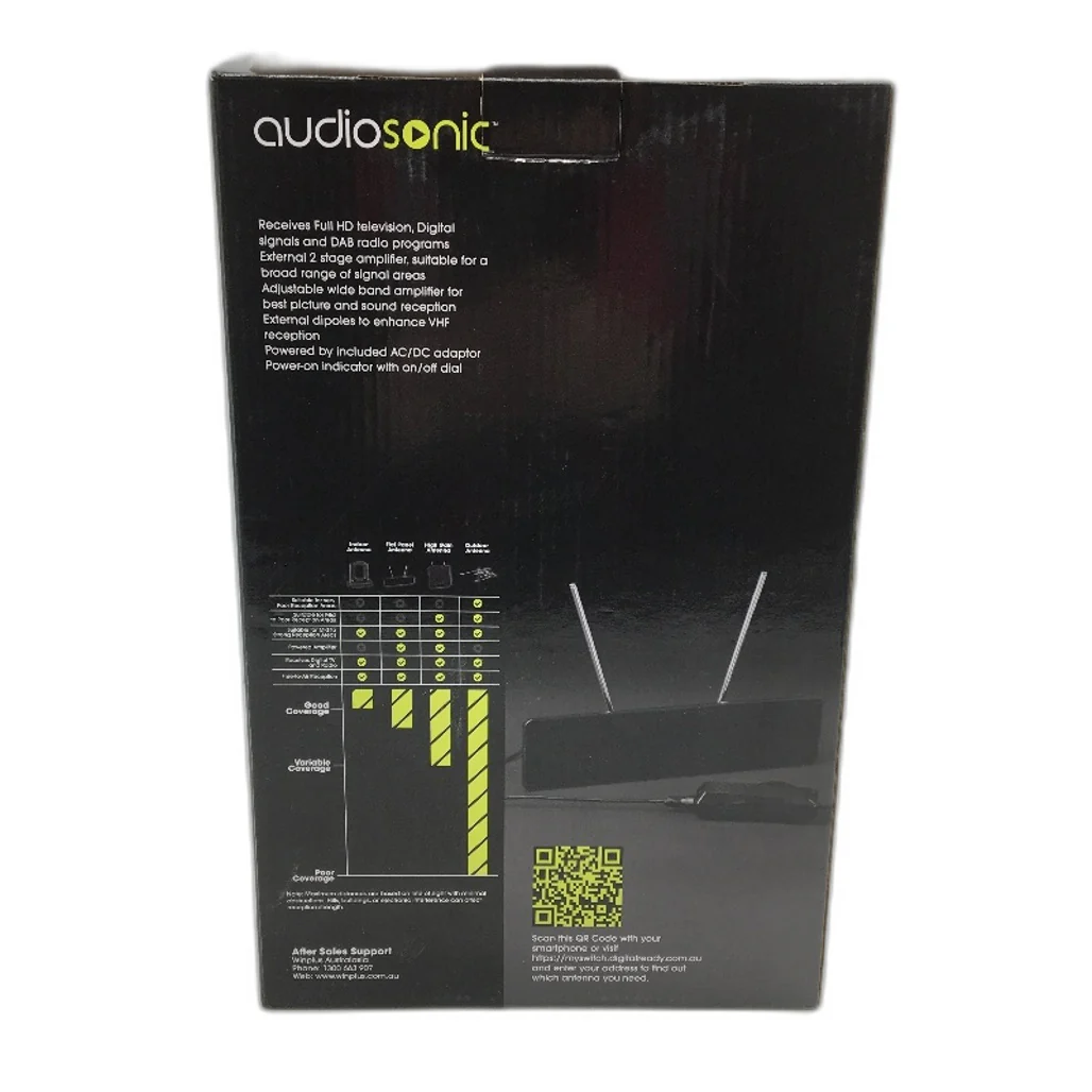 AudioSonic KA6758 Flat Panel Antenna 2 Stage Amp Indoor TV Receiver NEW - Image 2