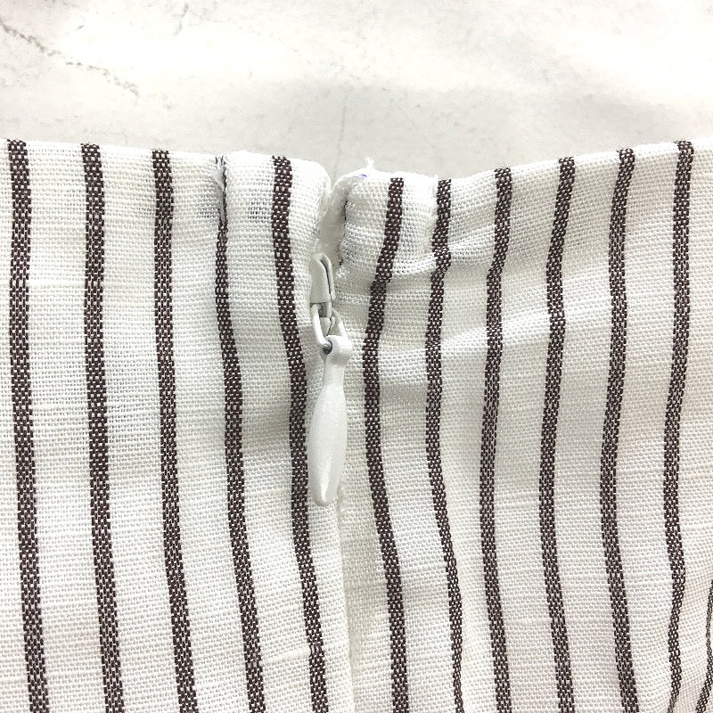 Portmans Fudge Stripe Linen Blend Ruched Sides Bubble Skirted Dress Size 16 NEW - Image 3