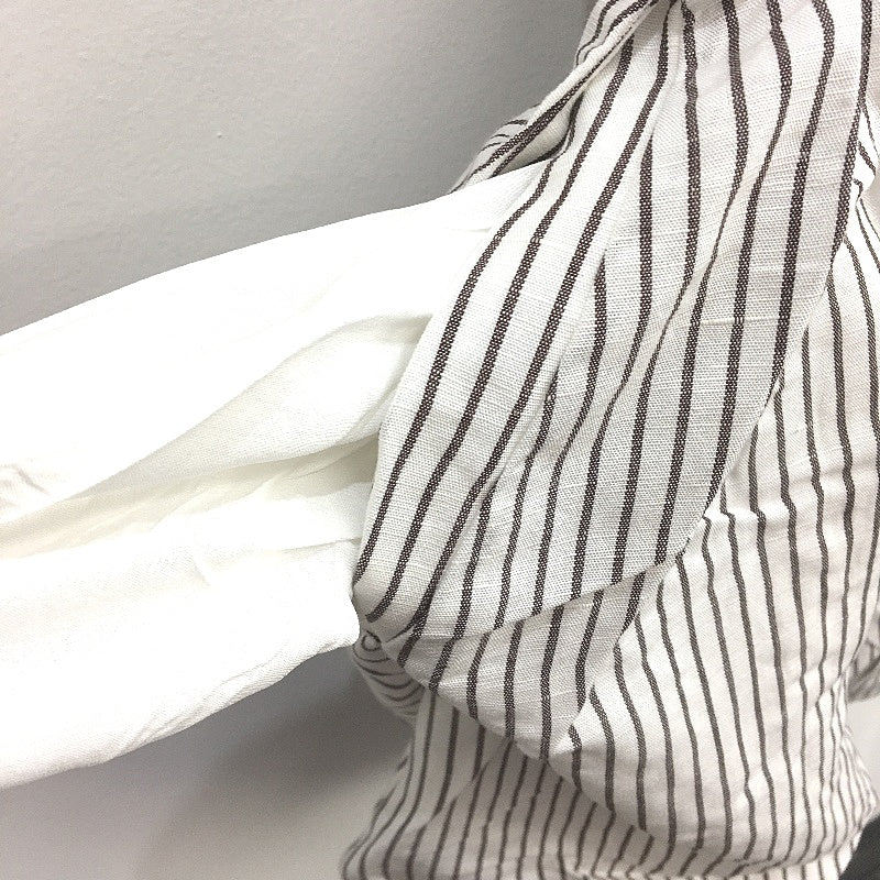 Portmans Fudge Stripe Linen Blend Ruched Sides Bubble Skirted Dress Size 16 NEW - Image 4