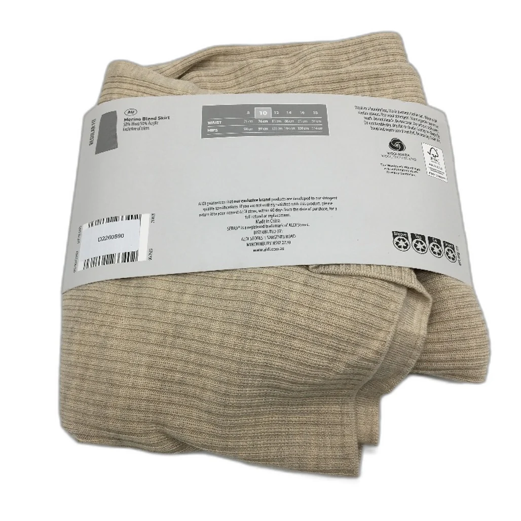 Serra Taupe Merino Wool Blend Regular Fit Long Skirt Side Split Ladies Sz 10 NEW - Image 2