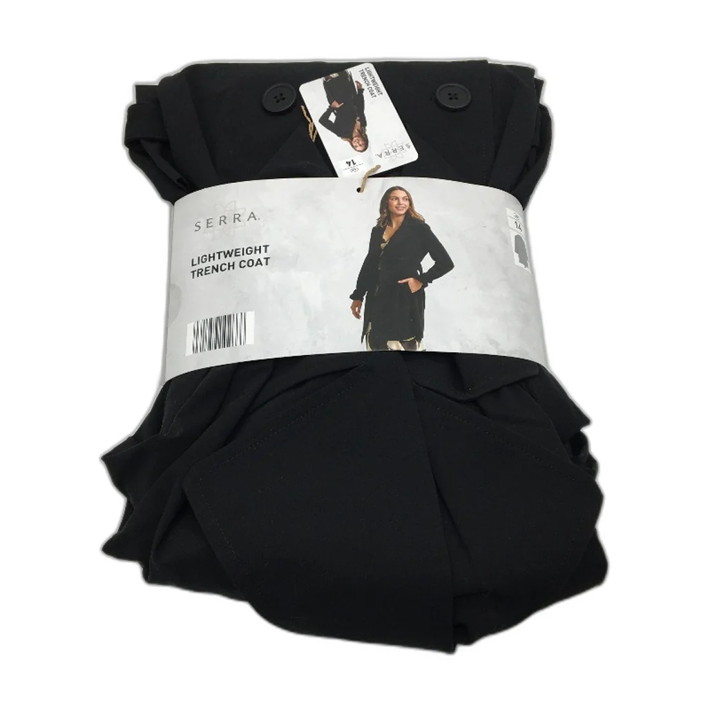 Serra Black Lightweight Button Up & Belted Trench Coat Ladies Size 14 NEW
