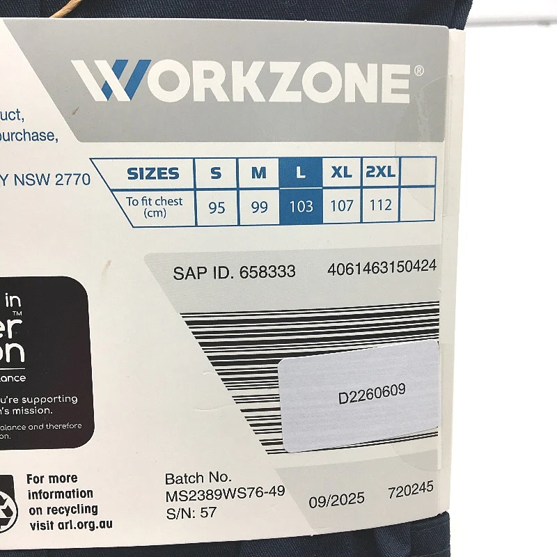 Workzone Navy Blue UPF50+ Cotton Drill Cool Vents Work Shirt Mens Size Large NEW - Image 4